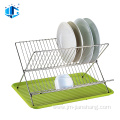 2 Tier Folding Stainless Steel Dish Drying Rack